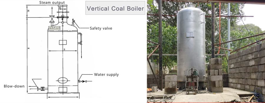 vertical water tube boiler, vertical coal steam boiler