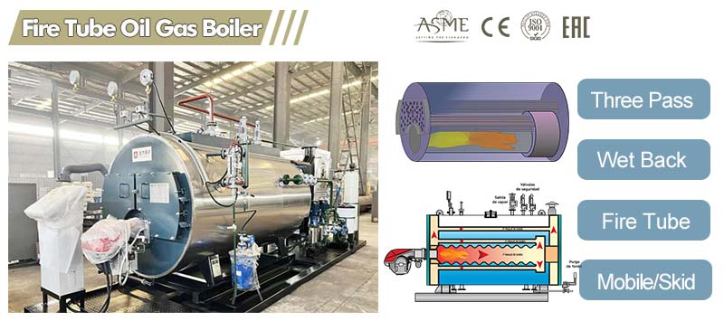 wns fire tube boiler,fire tube gas oil boiler,horizontal three pass boiler